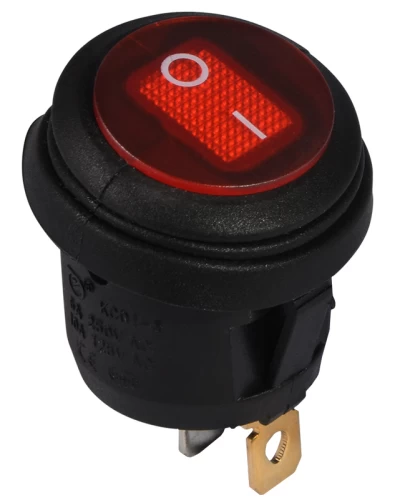 KCD1-5-101NW R/B 220V Переключатель 1 клав.круглый влагоз. красный с подсветкой