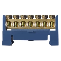 BC-507 6х9 7 отв. Нулевая шина с изолятором на Din-рейке