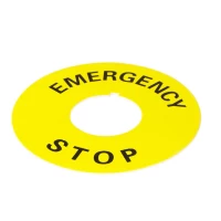 Табличка маркировочная EMERGENCY STOP желтая круглая для кнопок XB2