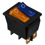 KCD2-2101N BL+YL/B 220V Переключатель 2 клав. желтый+синий с подсветкой