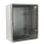 Корпус из АБС-пластика, ударопрочный, с монтажной панелью, прозрачная дверца, 40*50*24, IP65, серии UBox