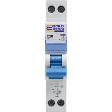 Устройство защитного отключения с защитой от сверхтоков UTrust 1P+N (18 mm) 20А C 30mA A