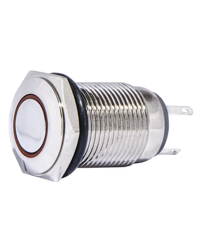 TYJ 16-261 Кнопка металлическая плоская с подсветкой, 1NO+1NC, красная 220V.