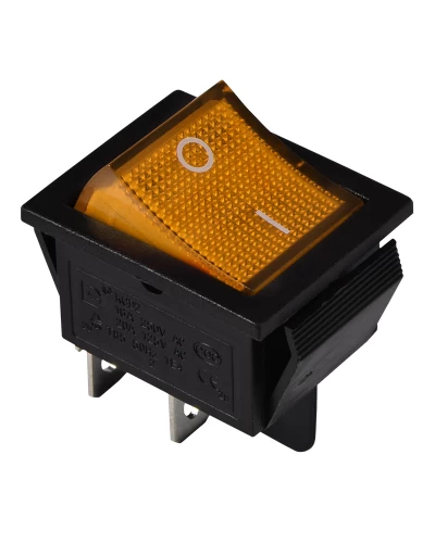 KCD2-201N YL/B 220V Переключатель 1 клав. желтый с подсветкой