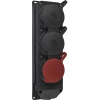 Колодка каучуковая 3Р+РЭ с защитными крышками трехместная (1×25А/2×16A*2P+PE) IP44