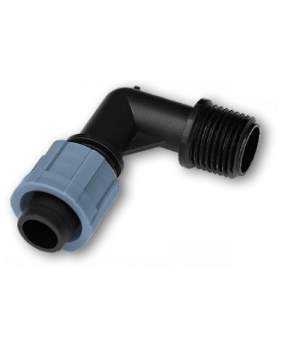 Коліно сполучне крапельна стрічка – різьба зовнішня 3/4". DSTA02-34L