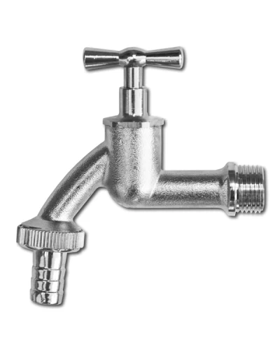 Кран РЗ 1/2". штуцер под шланг 1/2". никелированный латунный. GKK021213