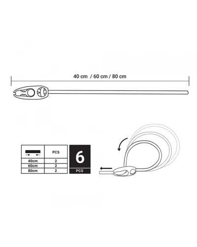 Набор эластичных резинок BUNGEE CORD REGULATED с петельным зажимом. блистер. BCR-05SET1GY-B