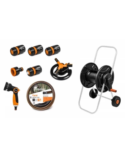 Комплект для поливу: візок. шланг 1/2" 20м. арматура BLACK LINE. ECO-AG26020SET2
