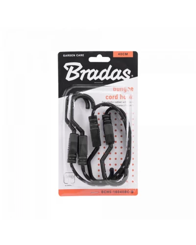 Гумка еластична FLAT BUNGEE CORD HOOK чорна 1.8 х 40см - 2 шт. у блістері. BCH5-18040BC-B