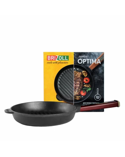 Чавунна сковорода гриль Brizoll Optima-Bordo 280 х 50 мм