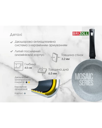 Сковорода Brizoll 22 см з антипригарним покриттям MOSAIC