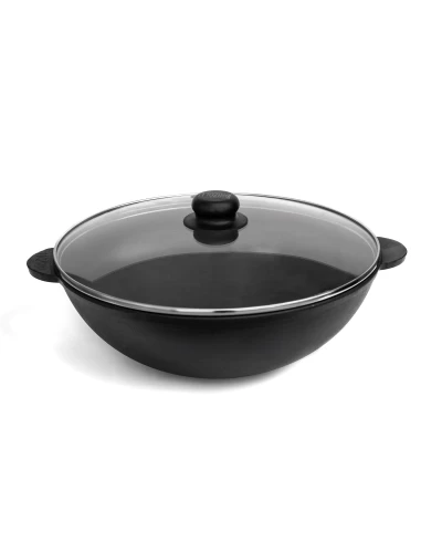 Чугунная сковорода WOK с крышкой Brizoll 4,7 л