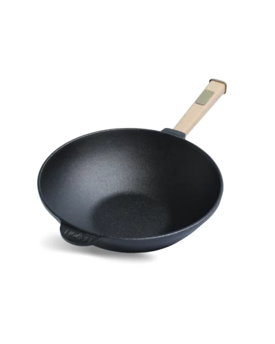 Сковорода чугунная с деревянной ручкой WOK Brizoll 2,2 л