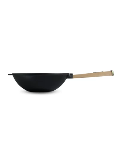 Сковорода чугунная с деревянной ручкой WOK Brizoll 2,2 л