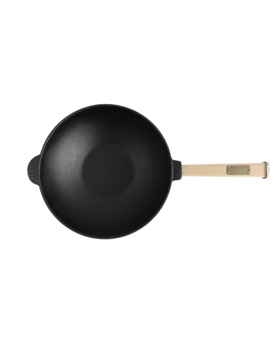 Сковорода чугунная с деревянной ручкой WOK Brizoll 2,2 л