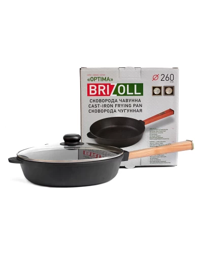 Сковорода чугунная с крышкой Brizoll Optima 260 х 60 мм