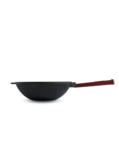 Сковорода чугунная с деревянной ручкой Brizoll Бордо WOK 2,8 л