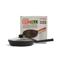 Сковорода чугунная с крышкой Brizoll Optima-Black 260 х 40 мм