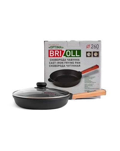 Сковорода чугунная с крышкой Brizoll Optima 260 х 40 мм