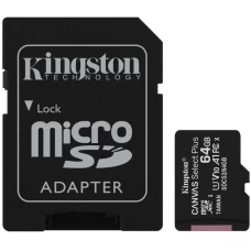 microSDXC (UHS-1) Kingston Canvas Select Plus 64Gb 10 А1 (R-100MB/s) (adapter SD) (SDCS2/64GB)