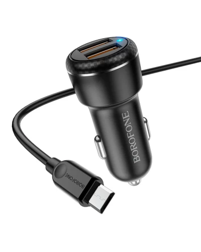 Автомобильное зарядное устройство BOROFONE BZ17 Core dual port QC3.0 car charger set(Micro) 18W (BZ17M)
