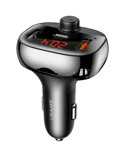 ОЗУ Usams US-CC143 C25 50W 2A+C 3 Ports Digital Display Wireless FM Car Charger Black