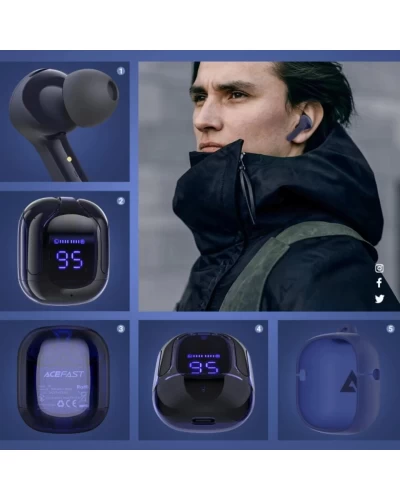 Наушники ACEFAST T6 True беспроводной стерео headset Sapphire Blue (AFT6SB)