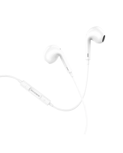 Наушники BOROFONE BM30 Max Acoustic wire control earphones for iP with mic White (BM30MLW)