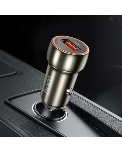 Автомобильное зарядное устройство HOCO Z46 Blue shield single port QC3.0 18W (Micro) Metal Gray (6931474770295)