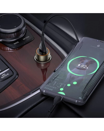 Автомобильное зарядное устройство HOCO Z46 Blue shield single port QC3.0 18W (Micro) Metal Gray (6931474770295)