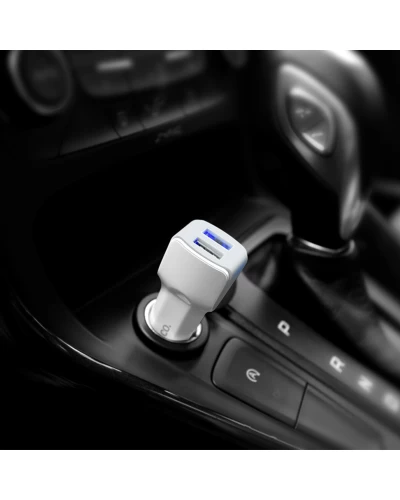 Автомобильное зарядное устройство HOCO Z23 имеет большой стиль dual-port car charger set with iP cable White (6957531078012)