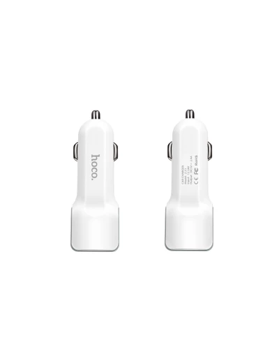 Автомобильное зарядное устройство HOCO Z23 имеет большой стиль dual-port car charger set with iP cable White (6957531078012)