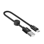 Кабель HOCO X35 USB to Micro 2.4A, 0.25m, nylon, алюминиевые подключения, Black (6931474707437)