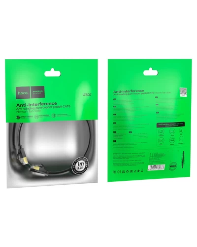 Кабель HOCO US07 General pure copper flat network cable(L=1M) Black (6931474780683)