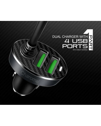 Автомобільний зарядний пристрій CHAROME C7 4-Port Front and Back Seat Car Charger Black (6974324910212)