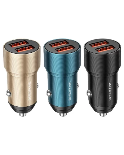 Автомобильное зарядное устройство для BOROFONE BZ19 Wisdom dual port car charger Black (BZ19B)