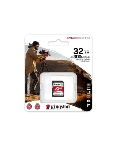 SDHC (UHS-II U3) Kingston Canvas React Plus 32Gb 10 V90 (R-300MB/s) (SDR2/32GB)