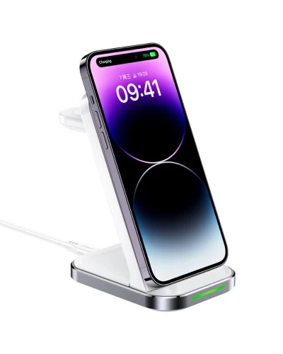 Беспроводное зарядное устройство для ACEFAST E15 Desktop 3-in-1 Wireless Charging Stand White (AFE15W)