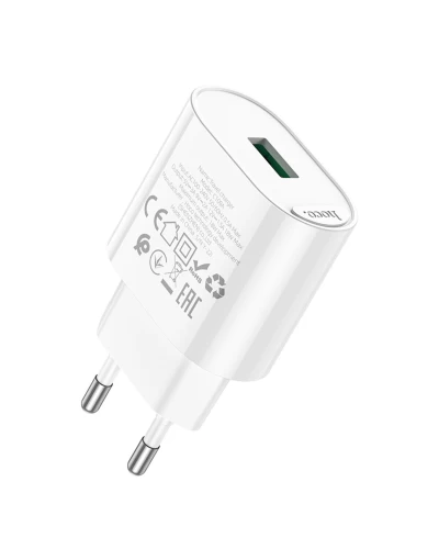 Мережевий зарядний пристрій HOCO C109A Fighter single port QC3.0 charger set 18W White (6931474784810)