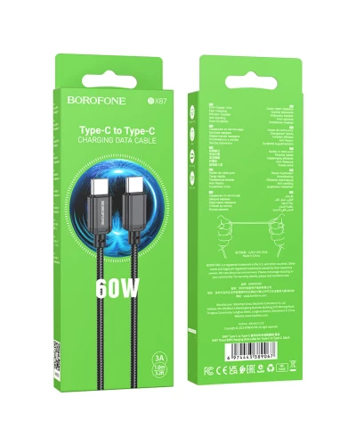 Кабель BOROFONE BX87 Sharp 60W charging data cable for Type-C to Type-C Black (BX87CCB)