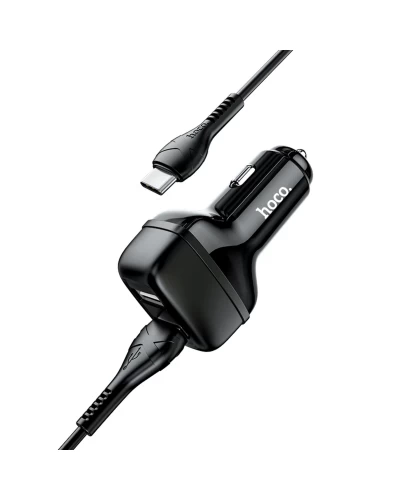 Автомобильное зарядное устройство HOCO Z36 Dual port car charger set(Type-C) Black (6931474727770)