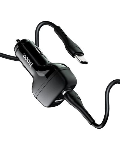 Автомобильное зарядное устройство HOCO Z36 Dual port car charger set(Type-C) Black (6931474727770)