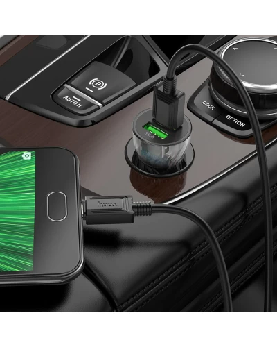 Автомобильное зарядное устройство для HOCO Z47 Transparent Discovery Edition QC3.0 18W (Micro) Transparent Black (6931474782236)
