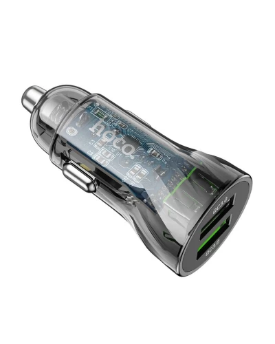 Автомобильное зарядное устройство для HOCO Z47 Transparent Discovery Edition QC3.0 18W (Micro) Transparent Black (6931474782236)