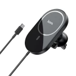 Держатель для мобильного с БЗП HOCO CA90 Powerful magnetic wireless charging car holder Black (6931474744388)