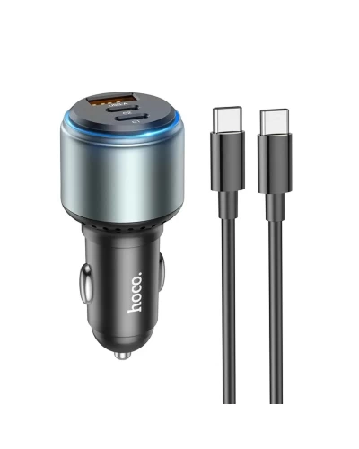 Автомобильное зарядное устройство HOCO NZ9 Galloper 95W three-port(2C1A) car charger set(Type-C to Type-C) Black (6931474795120)