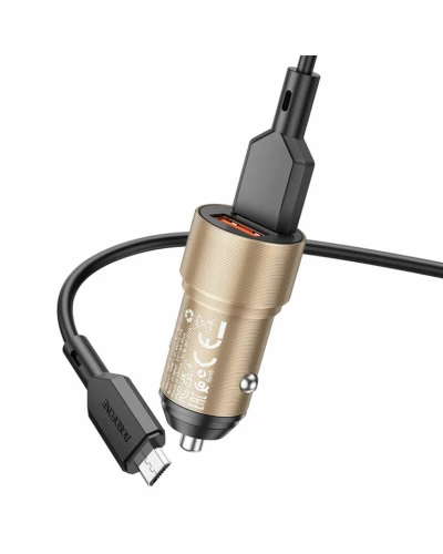 Автомобильное зарядное устройство BOROFONE BZ19 Wisdom dual port car charger set(Micro) Gold (BZ19MG)