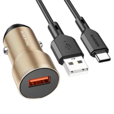 Автомобильное зарядное устройство BOROFONE BZ19A Wisdom single port QC3.0 car charger set(Type-C) 18W Gold (BZ19ACG)