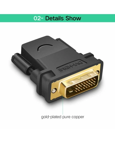 Кабель UGREEN 20124 DVI 24+1 Male to HDMI Female Adapter (Black) (UGR-20124) (UGR-20124)